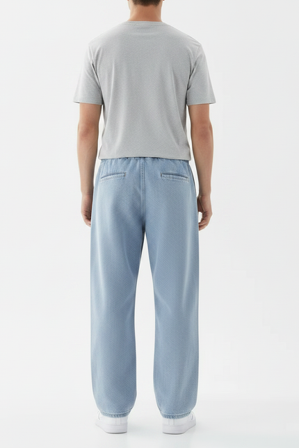 Pantalon Parachute Jean Ample Décontracté Homme Bleu Clair - vue 2