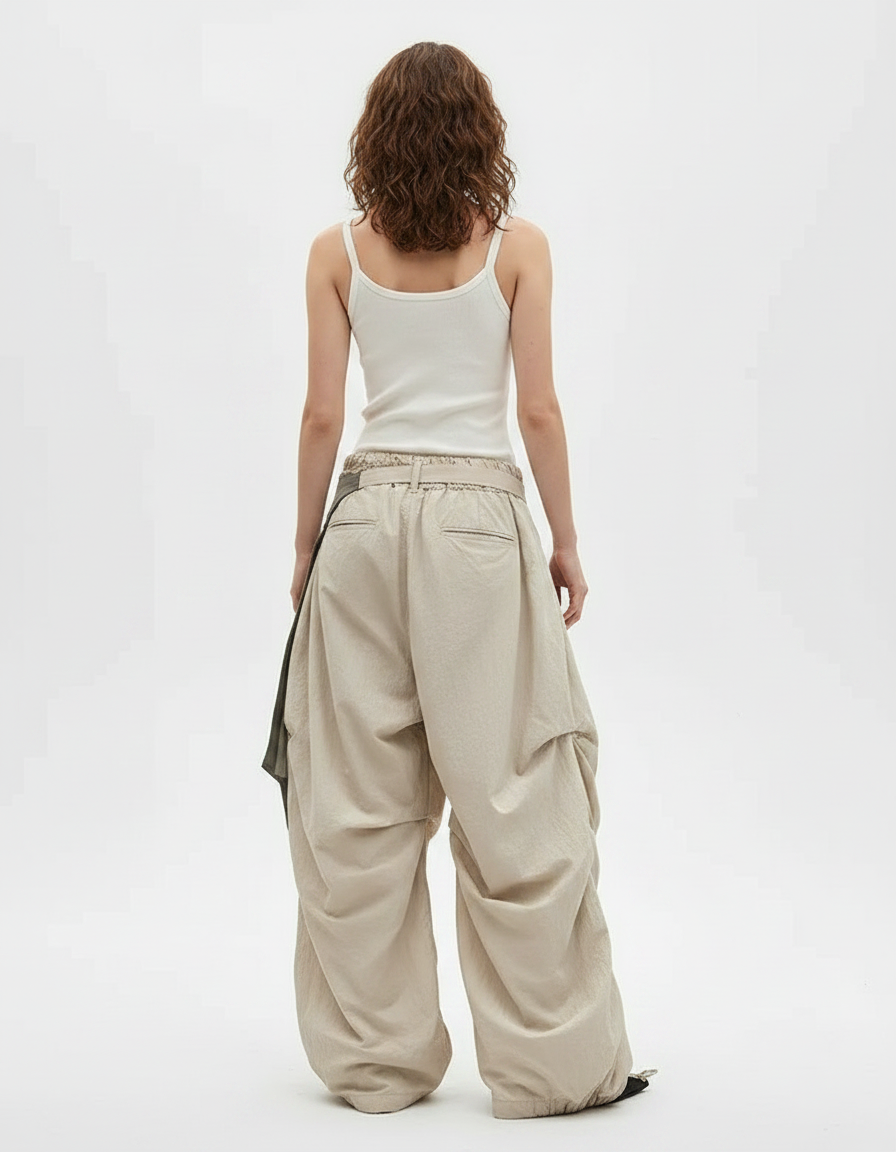 Pantalon Parachute Ado - Beige Polyester - vue 2