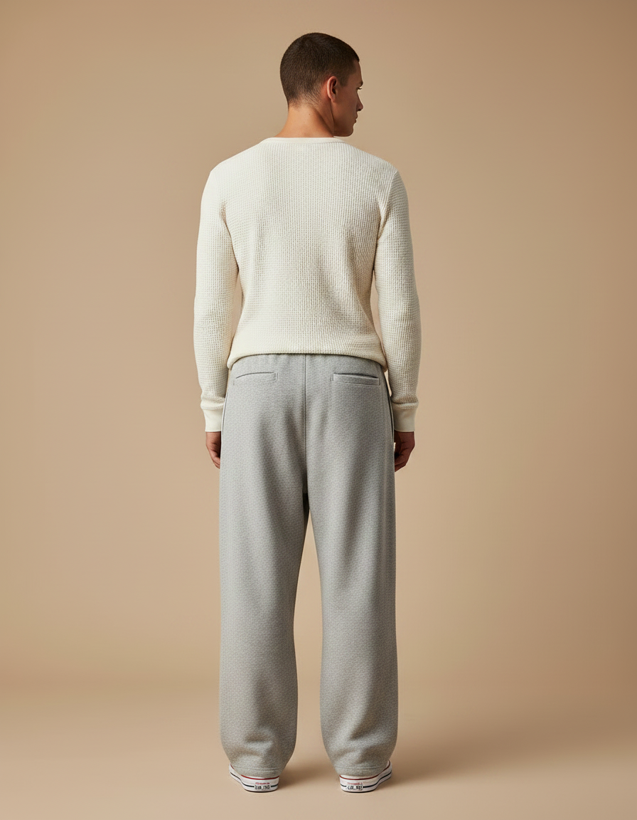 Pantalon Parachute Homme Gris Baggy - Molleton - vue 2