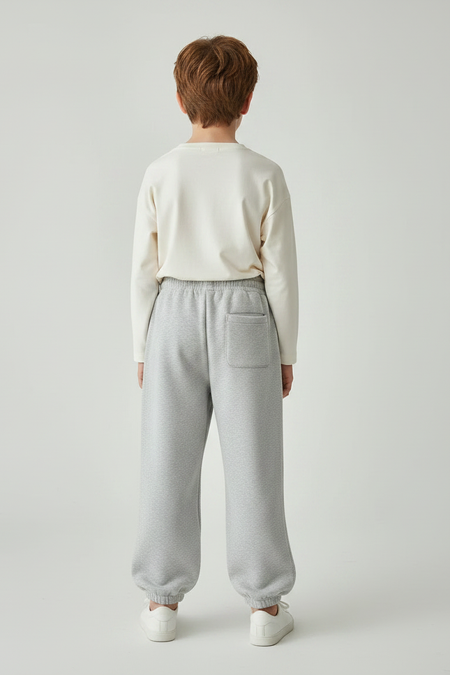 Pantalon Parachute Gris Ample Molleton Garçon Hiver - vue 2