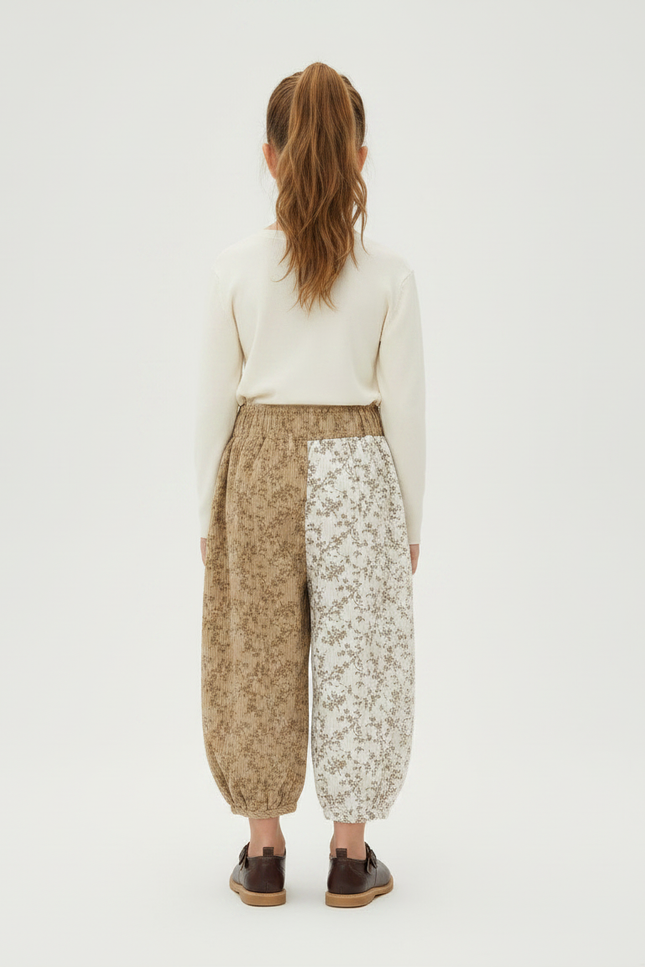 Pantalon Parachute Fille Beige Resserré Aux Chevilles - Multicolore Cordé - vue 2