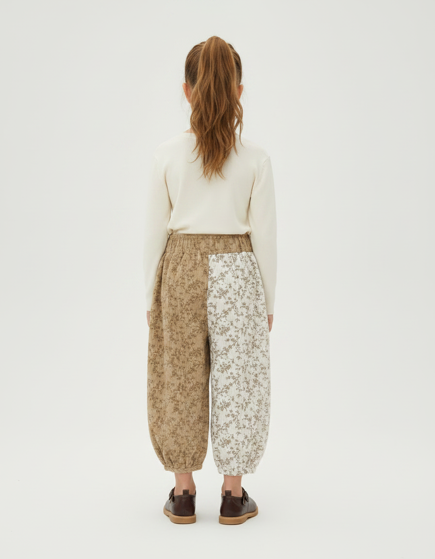 Pantalon Parachute Fille Beige Resserré Aux Chevilles - Multicolore Cordé - vue 2