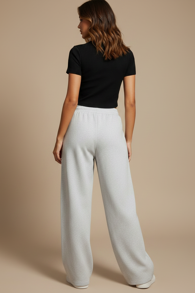 Pantalon Parachute Gris Ample Confortable Élastique Femme - Molleton - vue 2