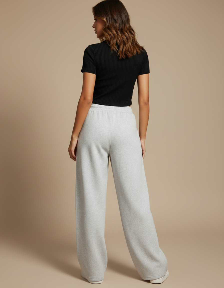 Pantalon Parachute Gris Ample Confortable Élastique Femme - Molleton - vue 2