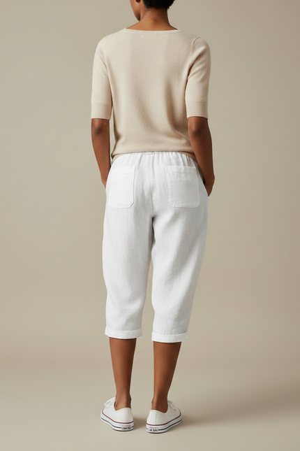 Pantalon Parachute Femme Blanc Large - Lin - vue 2
