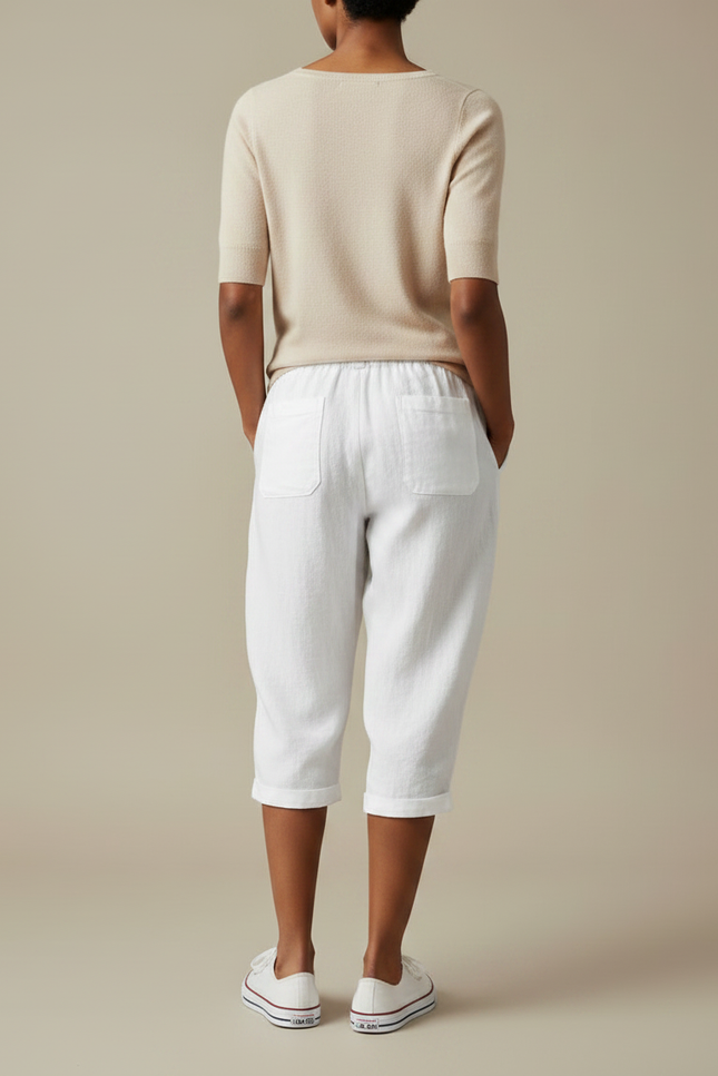Pantalon Parachute Femme Blanc Large - Lin - vue 2