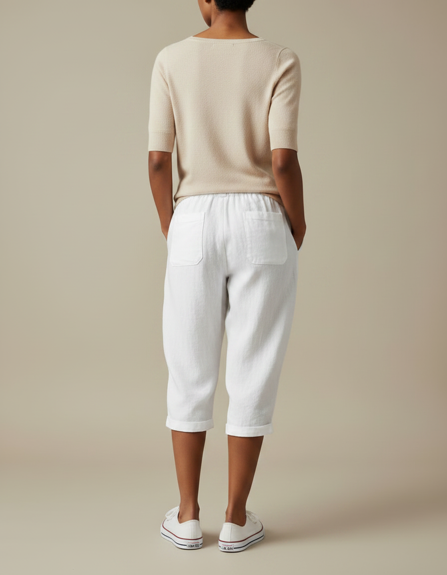 Pantalon Parachute Femme Blanc Large - Lin - vue 2