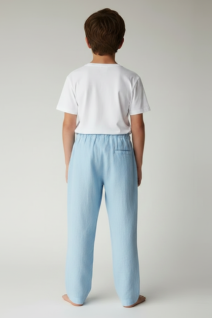 Pantalon Parachute Bleu Ciel Lin Ample Enfant - vue 2