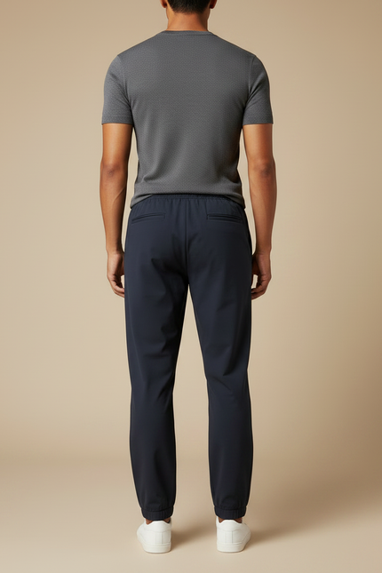 Pantalon Parachute Bleu Marine Ample Cordon Décontracté - Polyester - vue 2