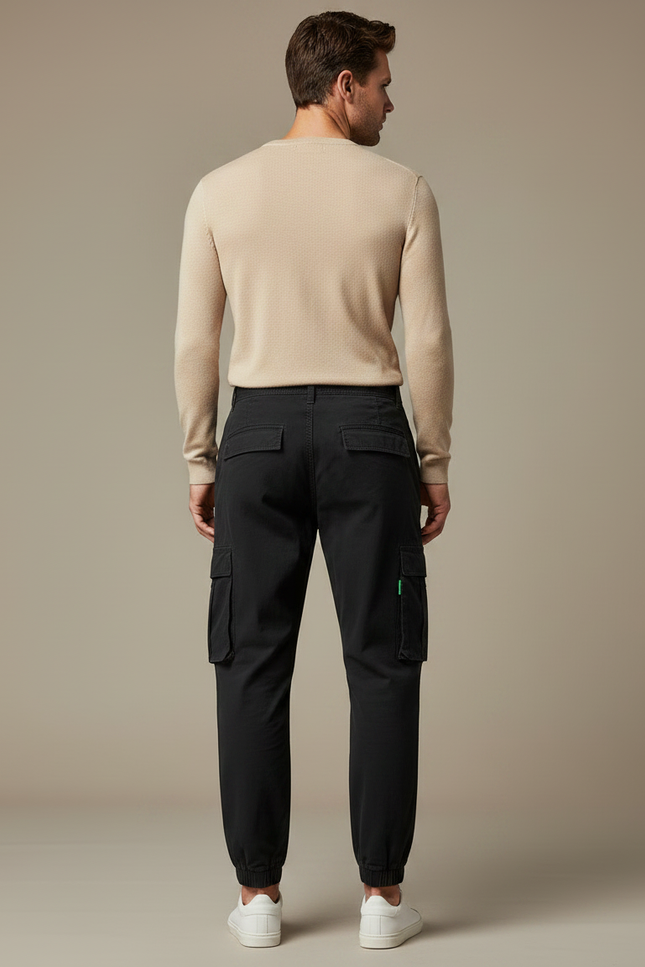 Pantalon Parachute Noir Cargo Multipoches Homme Décontracté - Coton - vue 2