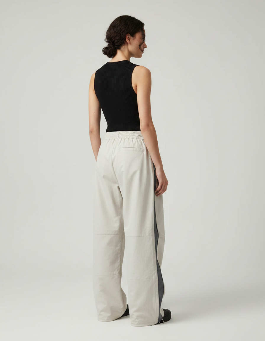 Pantalon Parachute Beige Ample Cargo Fluide Femme - Polyester - vue 2