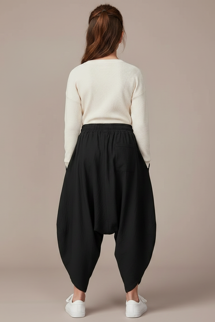 Pantalon Parachute Noir Ample Enfant Coton - vue 2