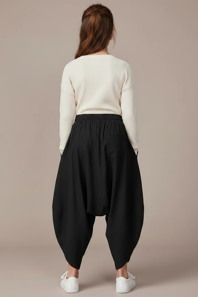 Pantalon Parachute Noir Ample Enfant Coton - vue 2