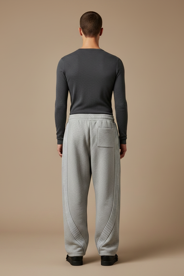 Pantalon Parachute Homme Gris Baggy Streetwear 2 - Molleton - vue 2