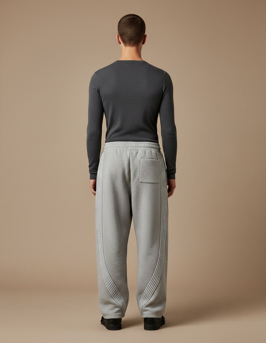 Pantalon Parachute Homme Gris Baggy Streetwear 2 - Molleton - vue 2