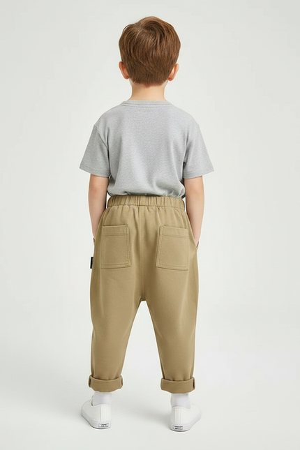 Pantalon Parachute Kaki Coton Ample Décontracté Garçon - vue 2