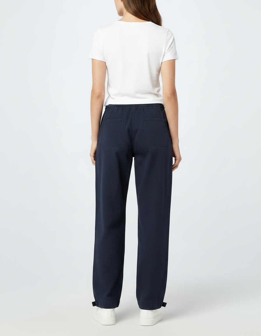 Pantalon Parachute Marine Ample Cordon Décontracté Femme - Toile - vue 2