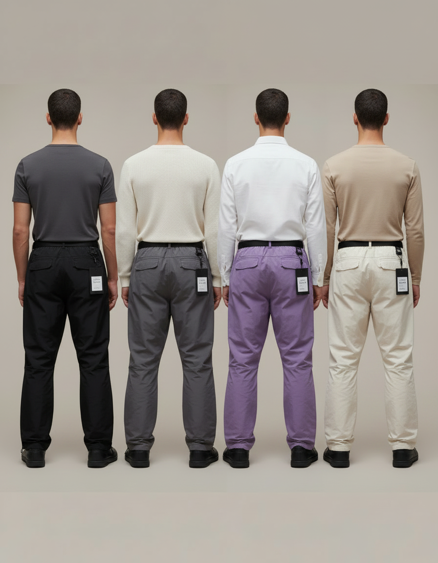 Pantalon Parachute Fluide Ample Uni Homme Décontracté - Noir Polyester - vue 2