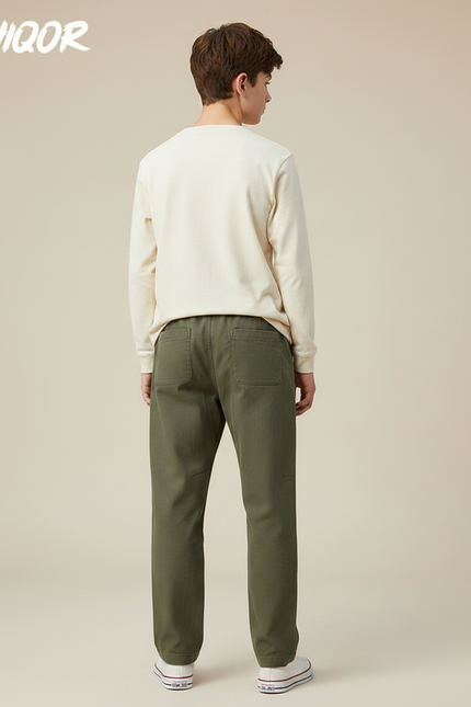Pantalon Parachute Vert Ample Coton Enfant - Kaki - vue 2