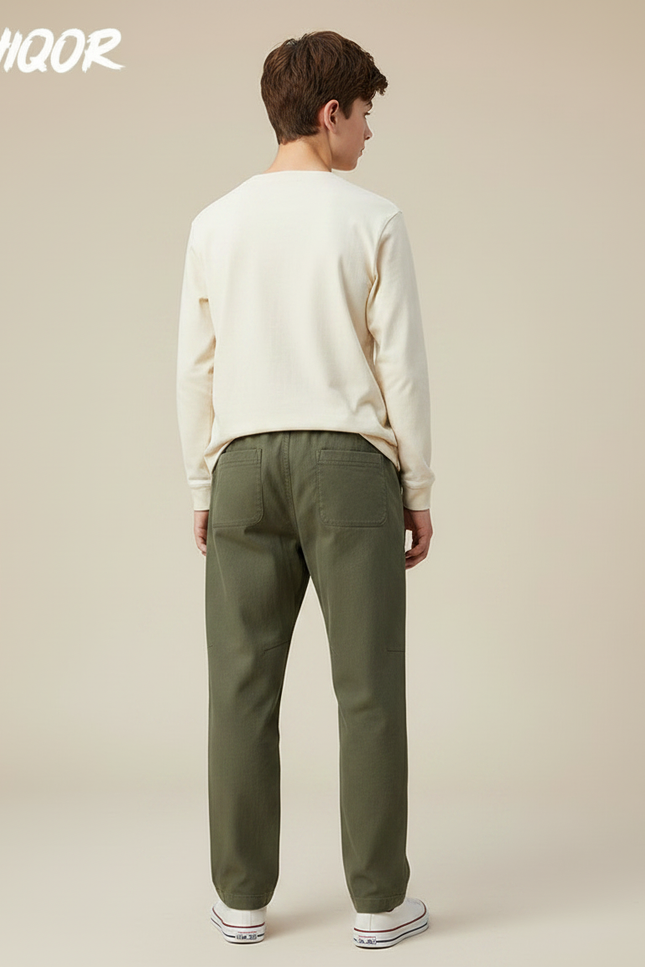 Pantalon Parachute Vert Ample Coton Enfant - Kaki - vue 2