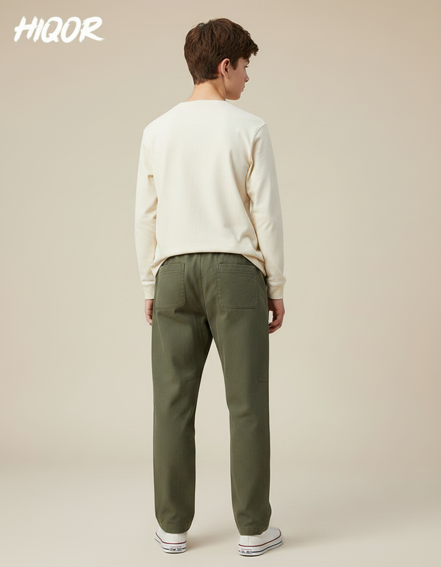 Pantalon Parachute Vert Ample Coton Enfant - Kaki - vue 2