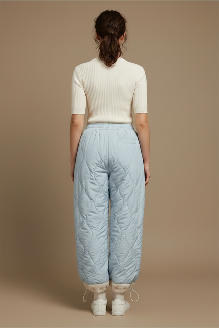 Pantalon Parachute Bleu Matelassé Ample Doublé Polaire - Polyester - vue 2