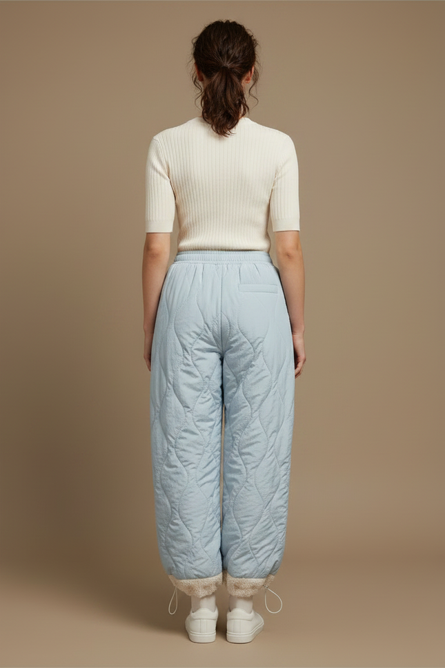 Pantalon Parachute Bleu Matelassé Ample Doublé Polaire - Polyester - vue 2