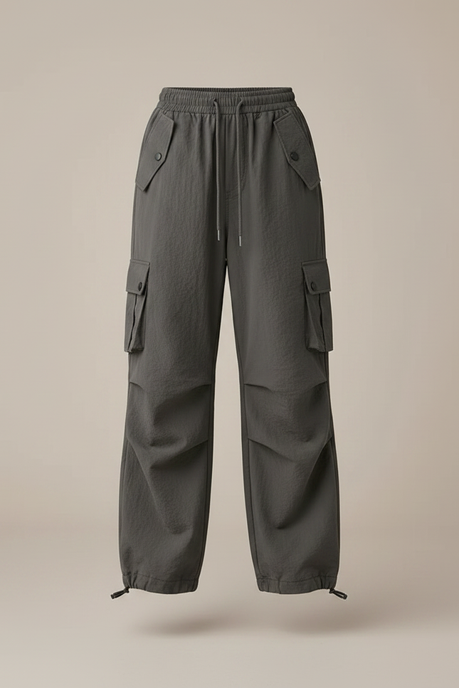 Pantalon Parachute Gris Cargo Ample Décontracté Enfant - Polyester - vue 3