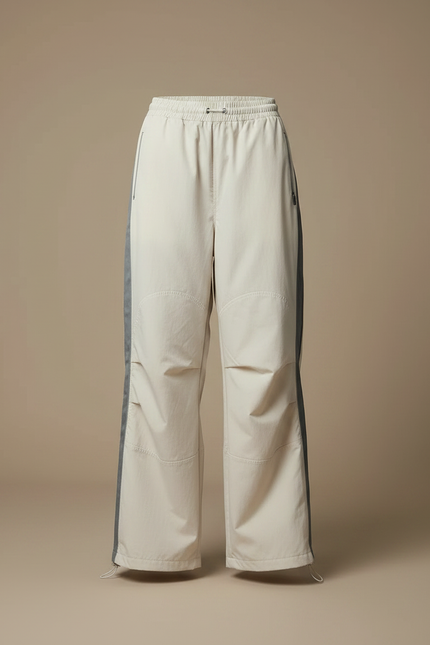 Pantalon Parachute Beige Ample Cargo Streetwear Femme - Polyester - vue 3