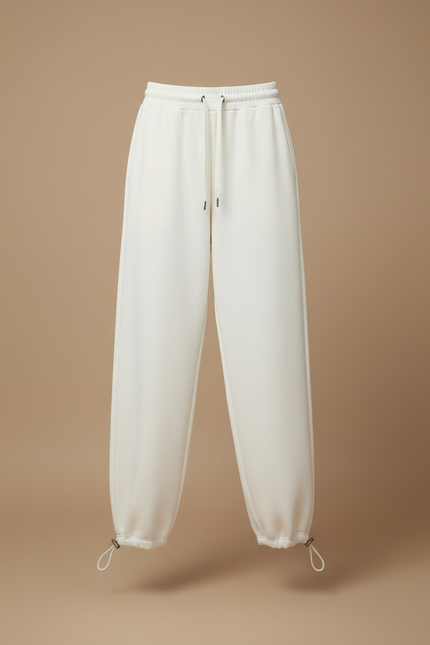 Pantalon Parachute Blanc Ample Cordon Décontracté Femme - Molleton - vue 3