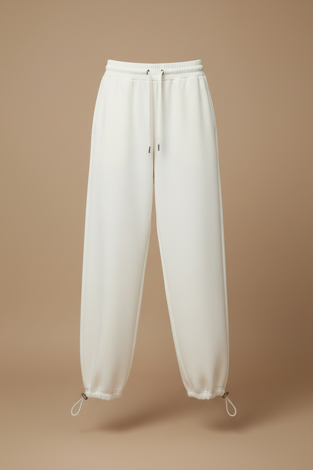 Pantalon Parachute Blanc Ample Cordon Décontracté Femme - Molleton - vue 3