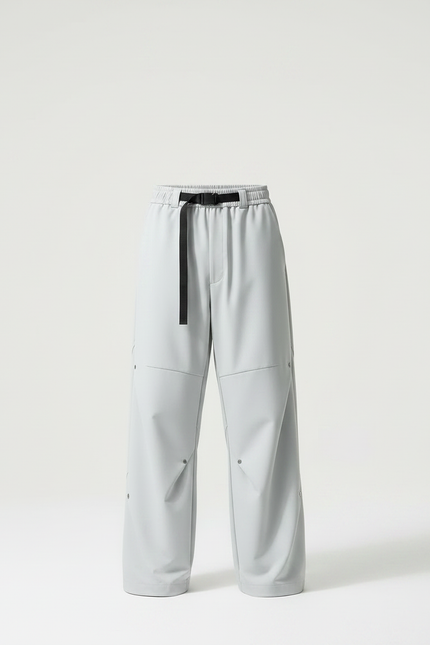 Pantalon Parachute Gris Ample Ceinture Décontracté Homme - Polyester - vue 3