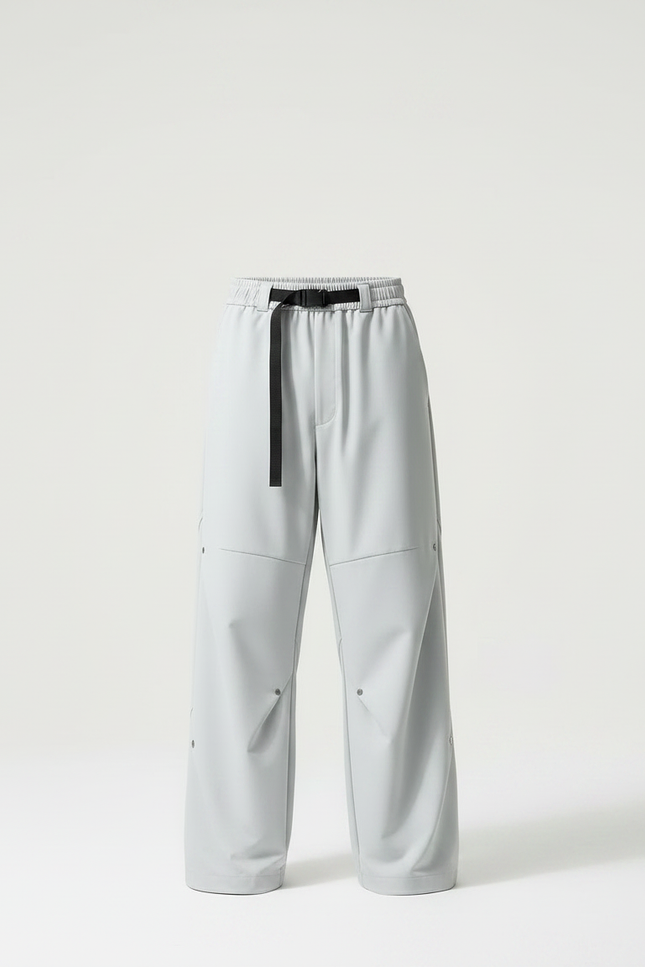 Pantalon Parachute Gris Ample Ceinture Décontracté Homme - Polyester - vue 3