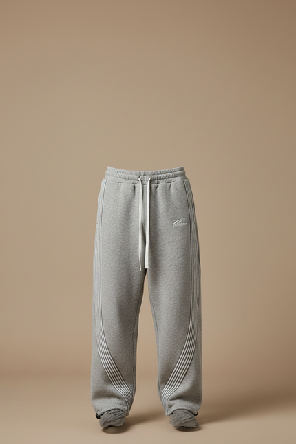 Pantalon Parachute Homme Gris Baggy Streetwear 2 - Molleton - vue 3