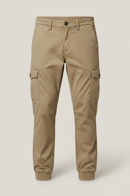 Pantalon Parachute Cargo Homme Coton Ample Beige Décontracté - vue 3