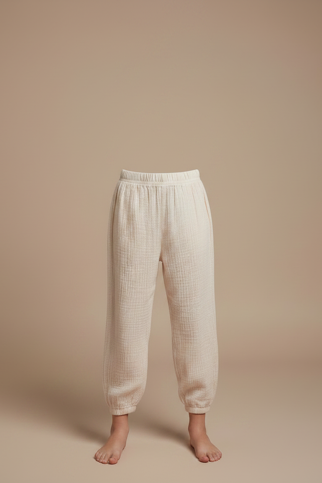 Pantalon Parachute Crème Coton Ample Enfant Doux - Beige - vue 3