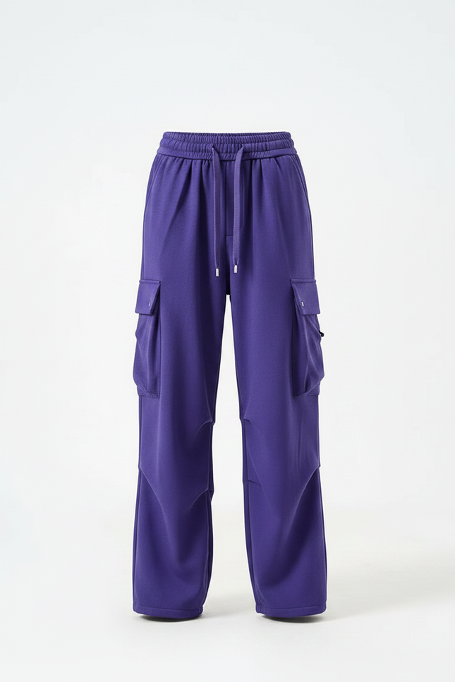 Pantalon Parachute Violet Cargo Ample Sport Femme - Molleton - vue 3