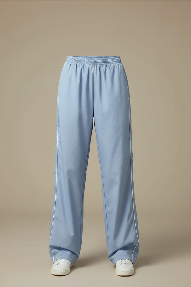 Pantalon Parachute Bleu Ciel Ample Rayures Blanches - Polyester - vue 3