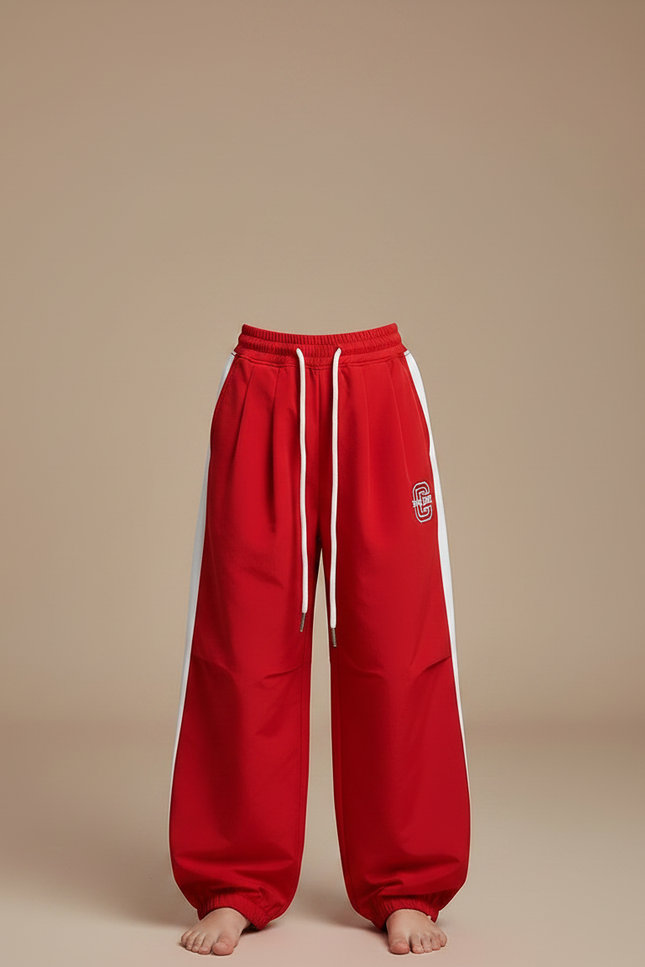 Pantalon Parachute Rouge Ample Fille Décontracté Sportif - Polyester - vue 3