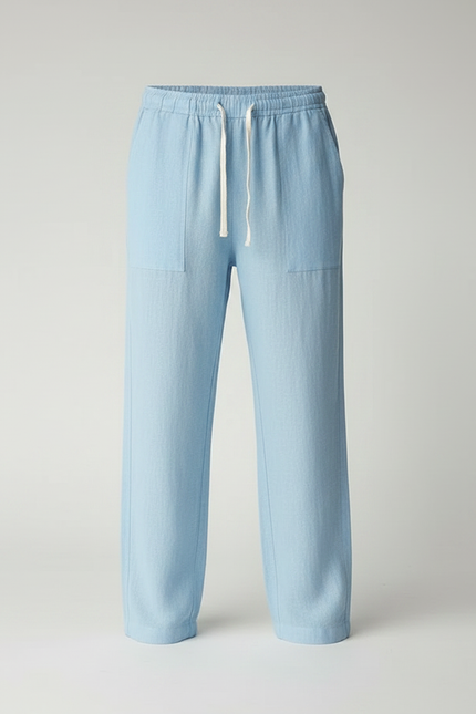 Pantalon Parachute Bleu Ciel Lin Ample Enfant - vue 3
