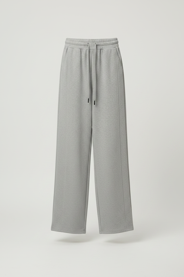 Pantalon Parachute Gris Ample Molletonné Droit Confortable - vue 3