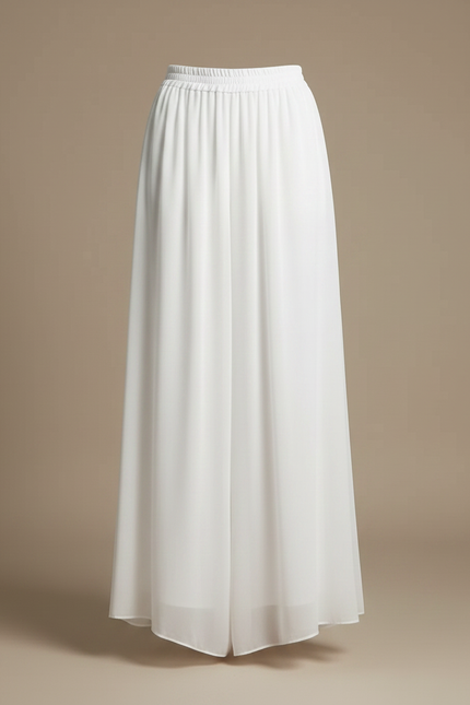 Pantalon Parachute Blanc Fluide Taille Haute Chiffon - Polyester - vue 3