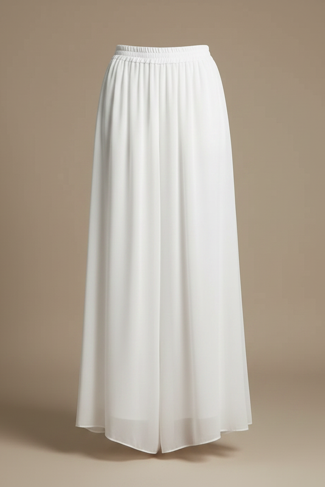 Pantalon Parachute Blanc Fluide Taille Haute Chiffon - Polyester - vue 3