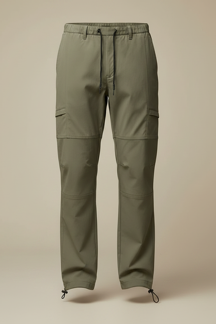 Pantalon Parachute Kaki Cordon Cargo Confortable Homme - Polyester - vue 3
