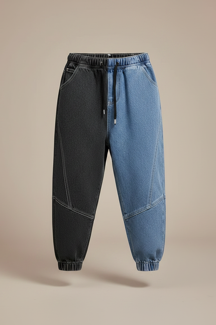 Pantalon Parachute Bicolore Denim Ample Enfant Décontracté - Multicolore Jean - vue 3