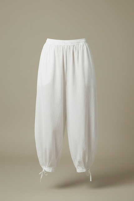 Pantalon Parachute Blanc Ample Coton Femme - vue 3