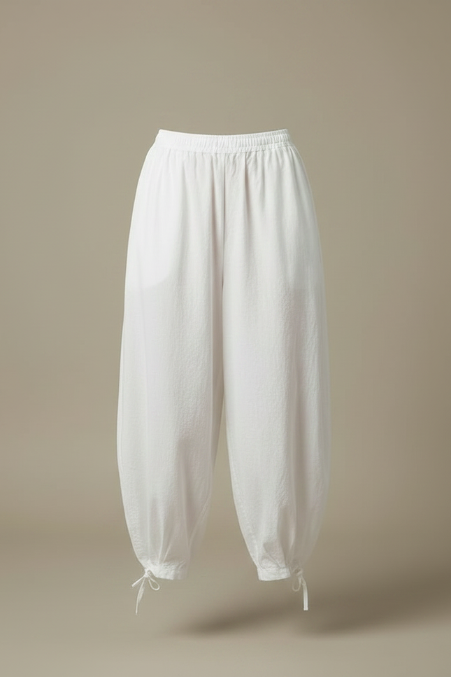 Pantalon Parachute Blanc Ample Coton Femme - vue 3