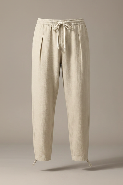 Pantalon Parachute Beige Ample Coton Lin Homme - vue 3