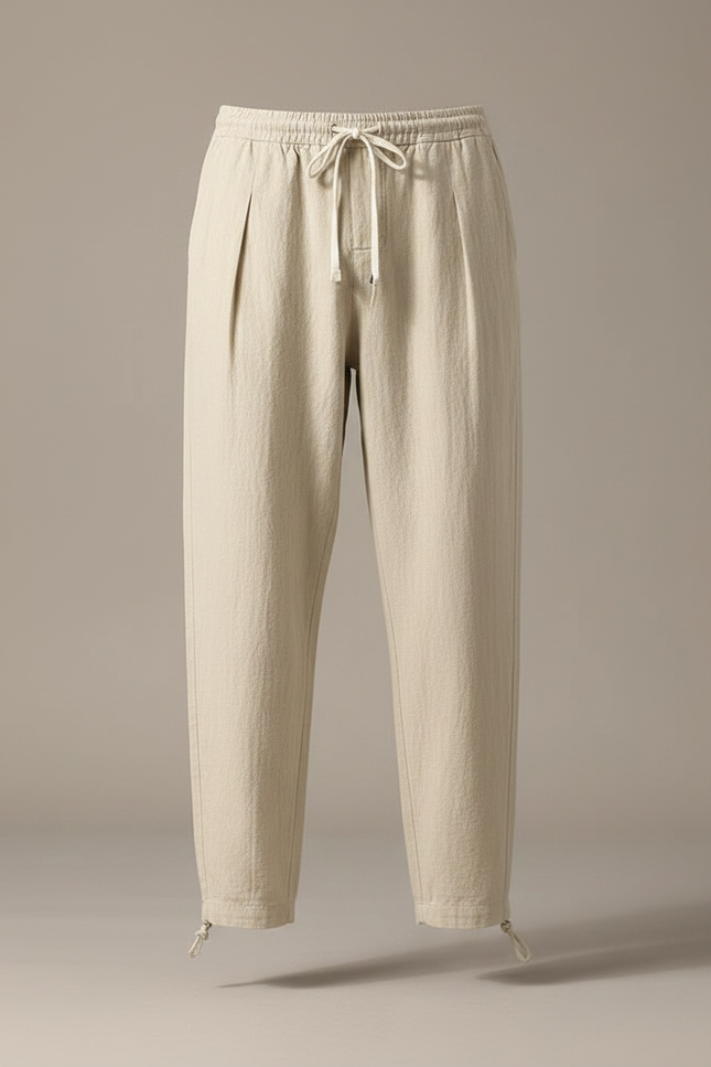 Pantalon Parachute Beige Ample Coton Lin Homme - vue 3