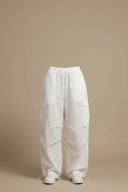 Pantalon Parachute Femme Blanc - Polyester - vue 3